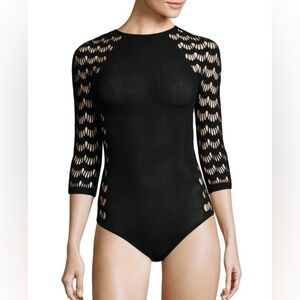 WOLFORD
Black Mesh String Bodysuit Size L